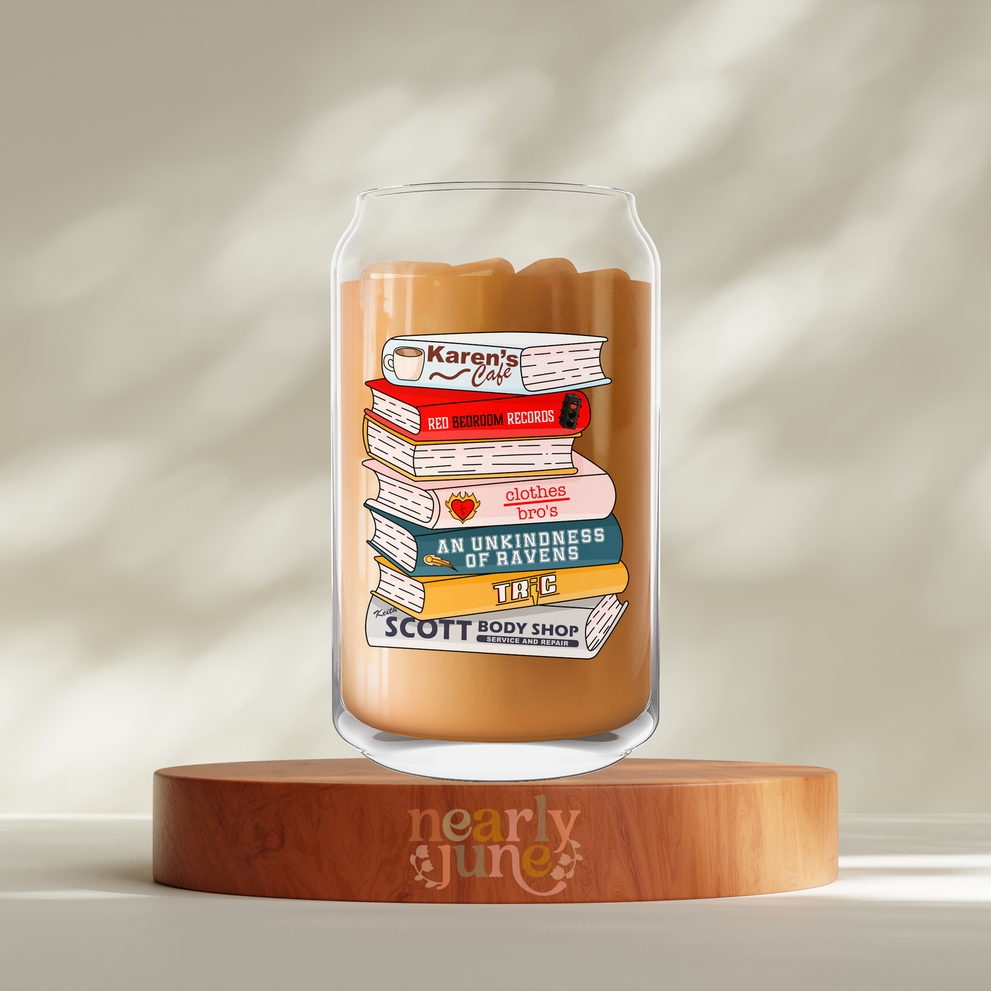One Tree Hill Inspired Bookstack Glass Can Tumbler, 16oz