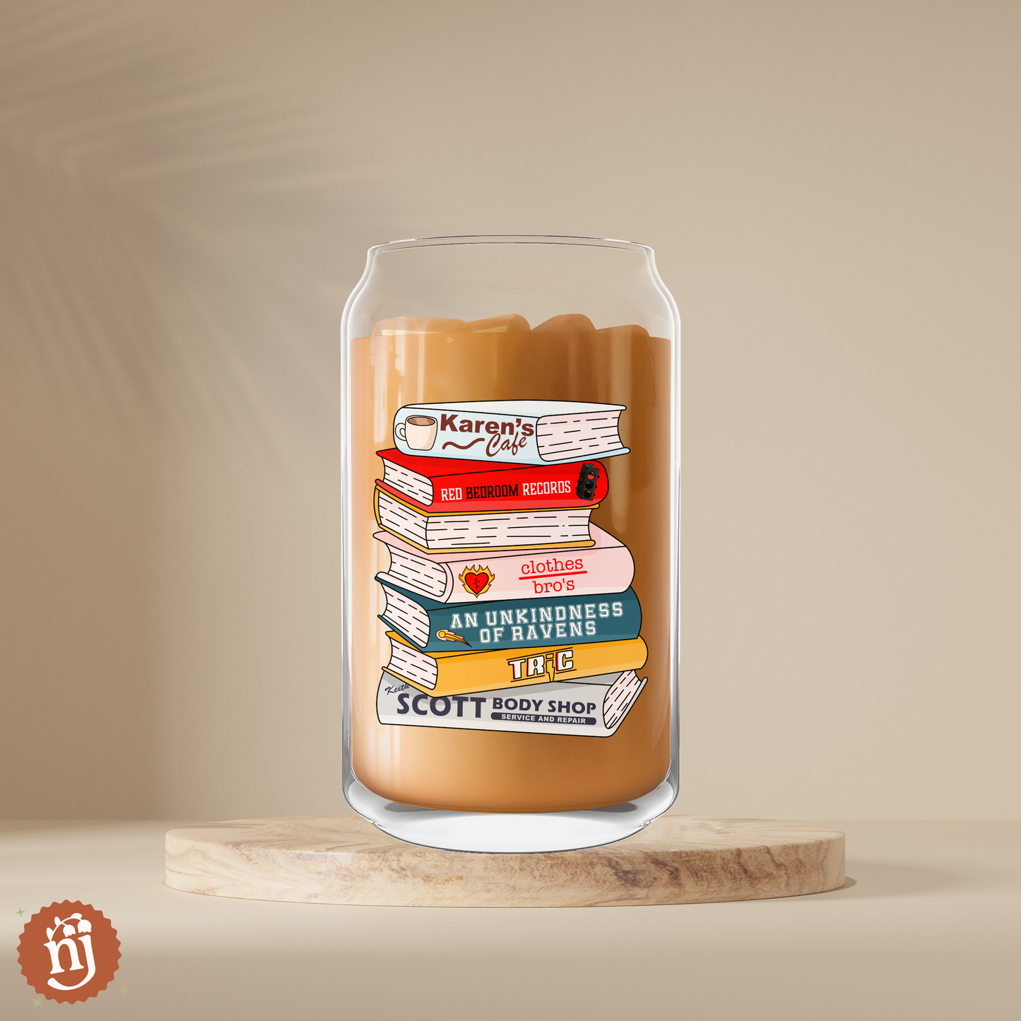 One Tree Hill Inspired Bookstack Glass Can Tumbler, 16oz