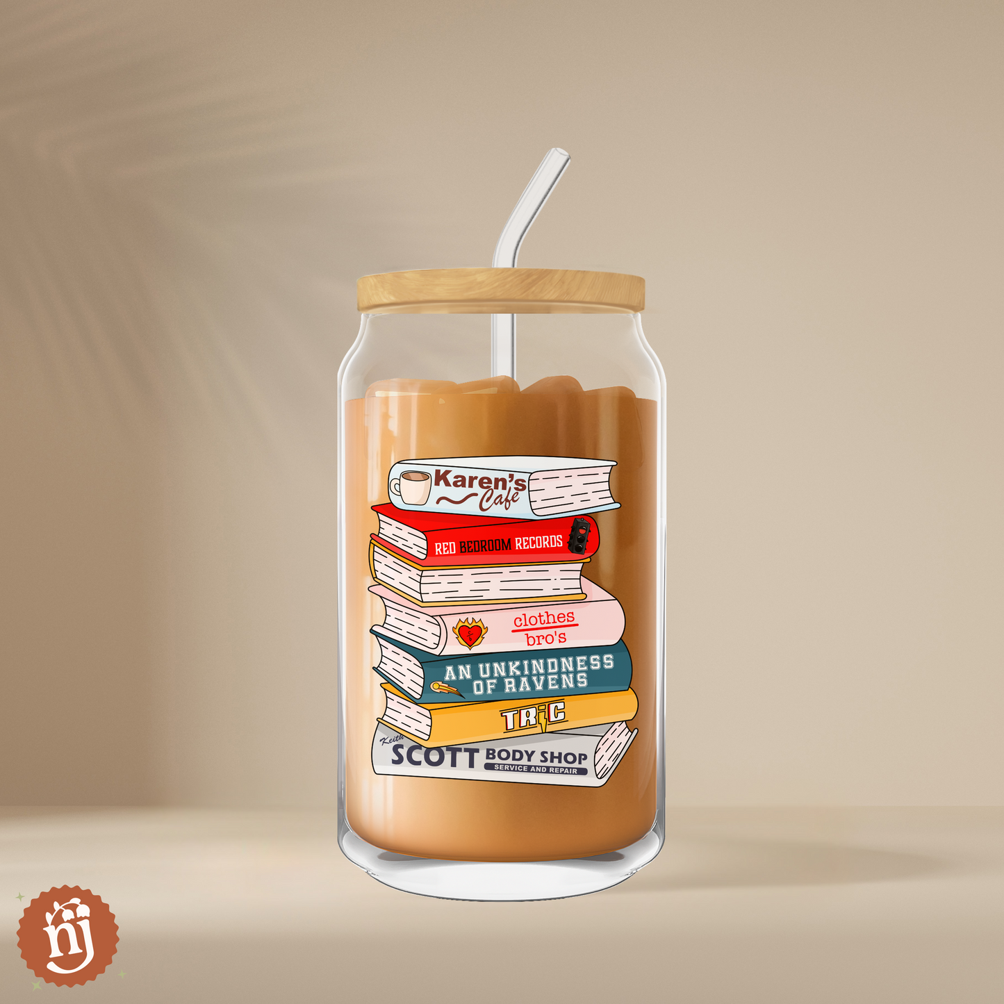 One Tree Hill Inspired Bookstack Glass Can Tumbler, 16oz