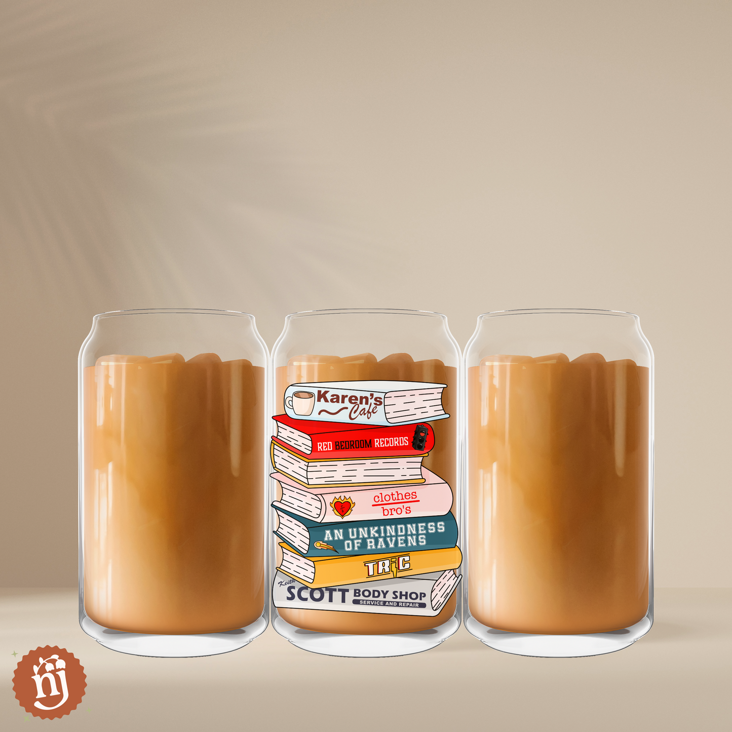 One Tree Hill Inspired Bookstack Glass Can Tumbler, 16oz